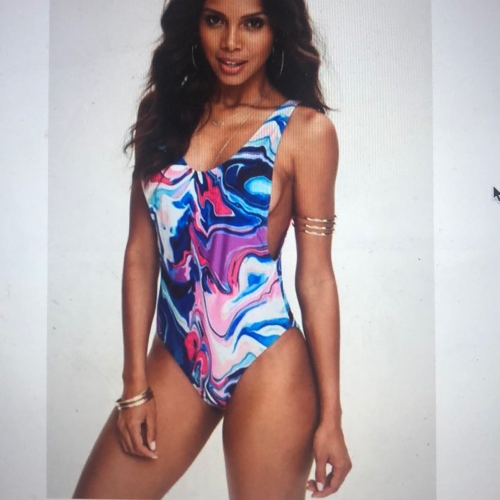 Missguided NWT blue marble print swimsuit